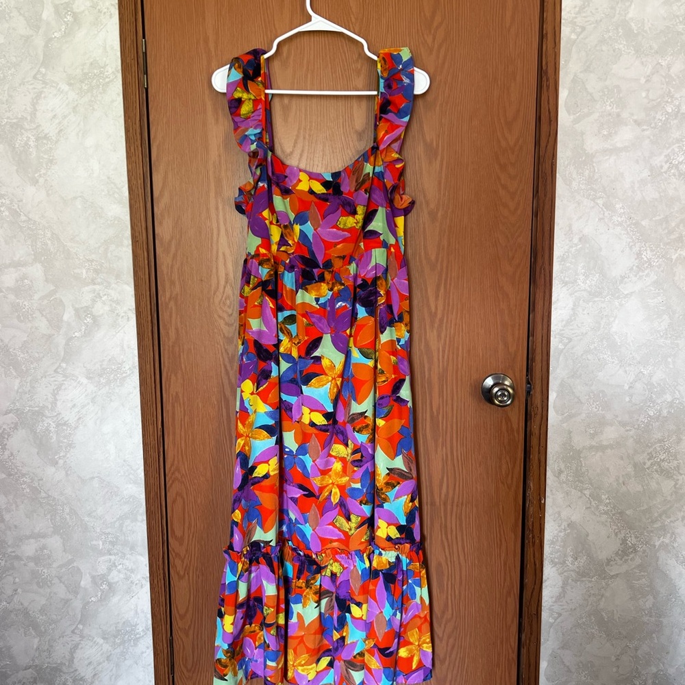 Eesome Vibrant Multicolor Floral Midi Dress